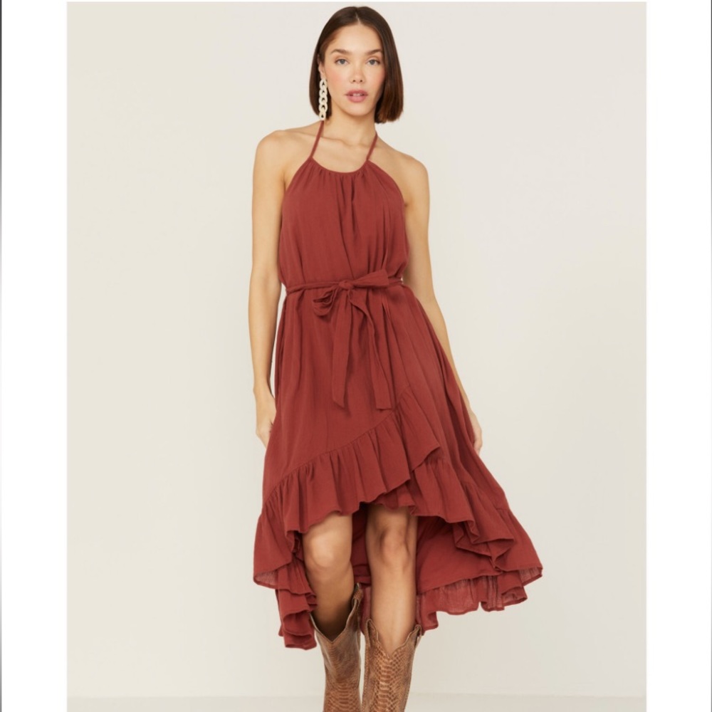 Lush High Low Dress in Rust